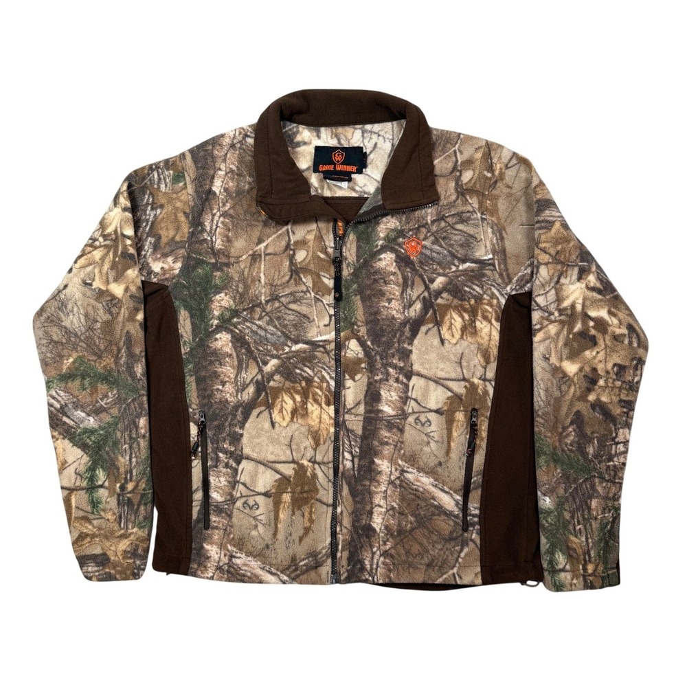 Game Winner Mens M Fleece Hunting Jacket Realtree Camo Full Zip Brown